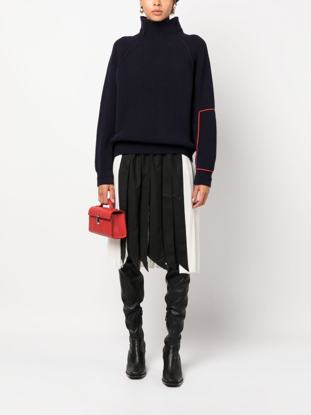 Victoria Beckham intarsia-knit high-neck jumper - Blauw