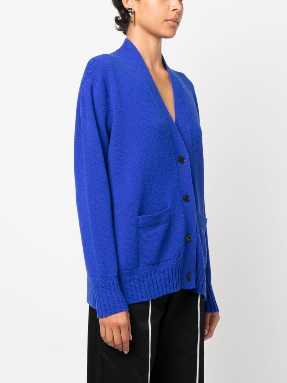 Shop Victoria Beckham Fine-knit Wool Cardigan In Blue