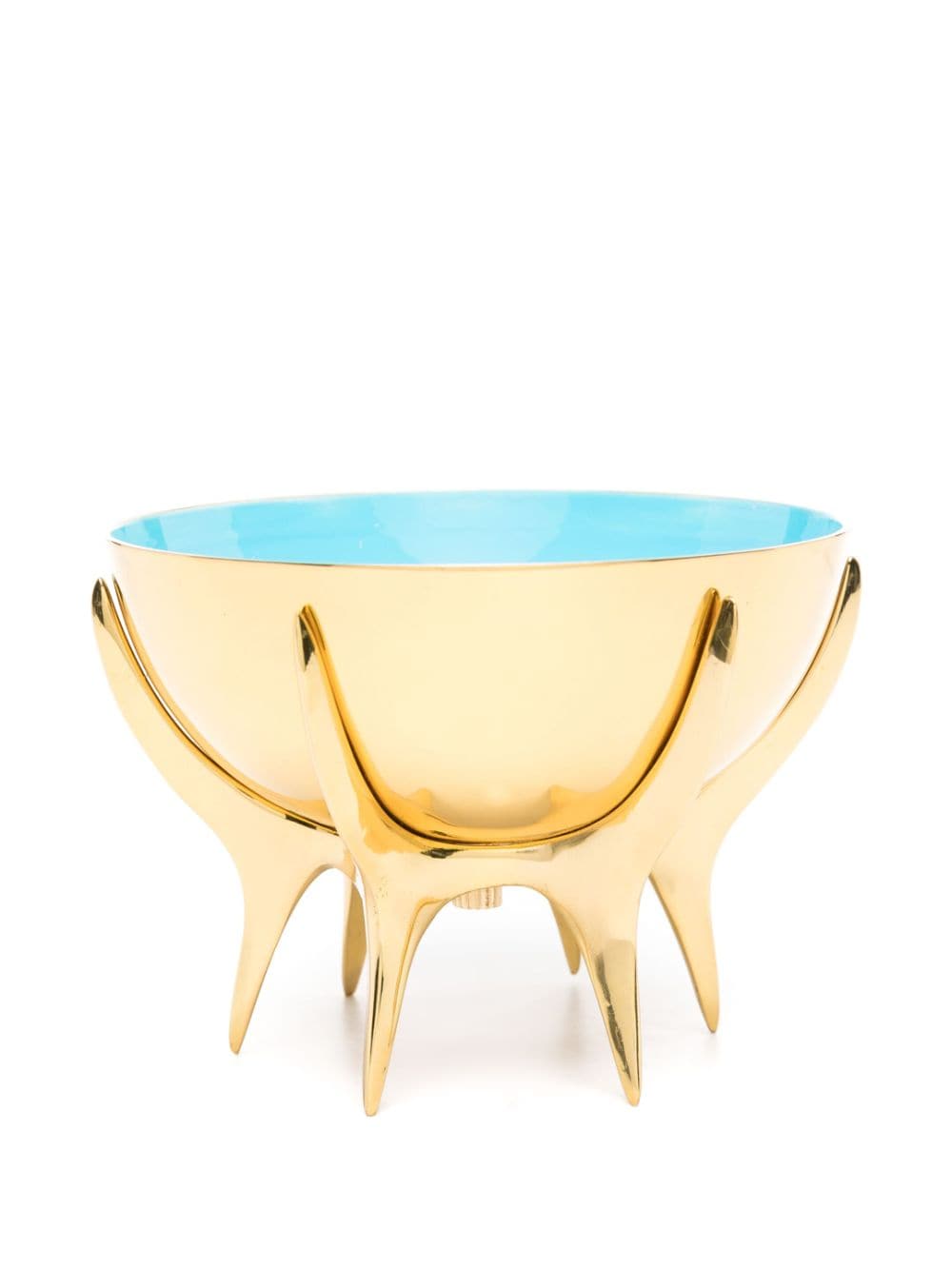 Shop Jonathan Adler Medium Oscar Brass Bowl (13.5cm) In Blue