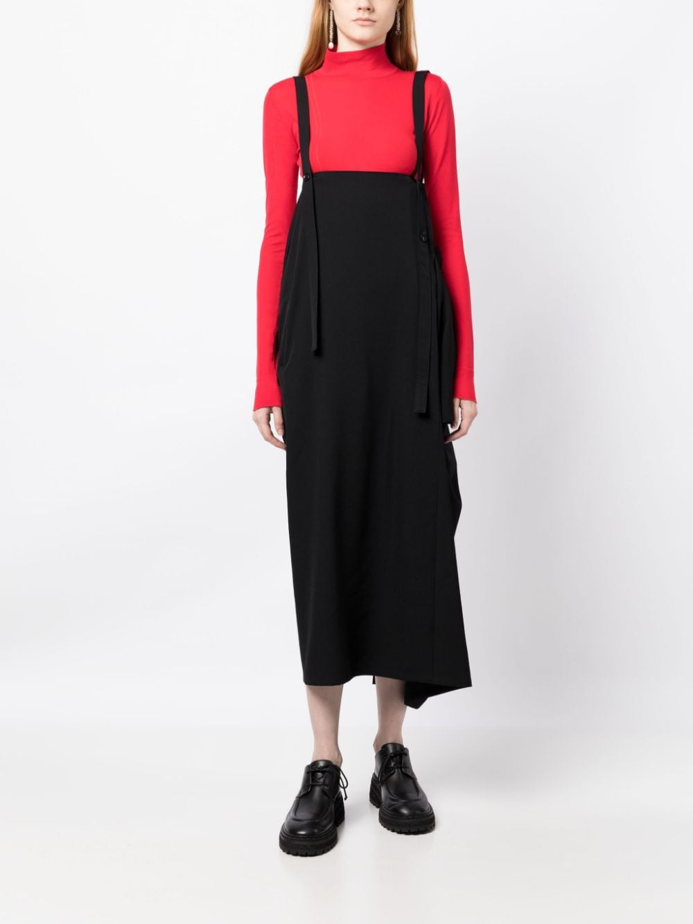 Shop Y's Sleeveless Wool Midi Dress In Black