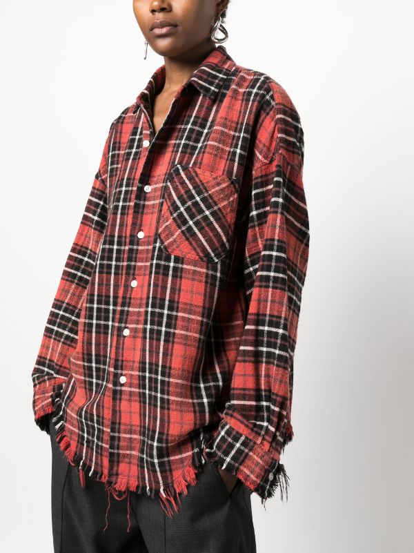 R13 Frayed plaid check Cotton Shirt Farfetch