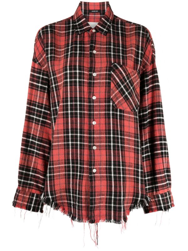 R13 Frayed plaid check Cotton Shirt Farfetch