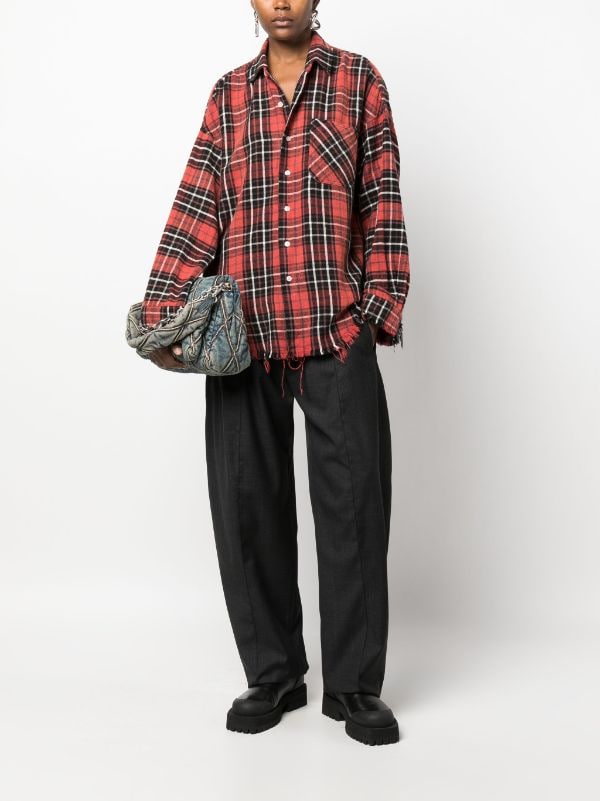 R13 Frayed plaid check Cotton Shirt Farfetch