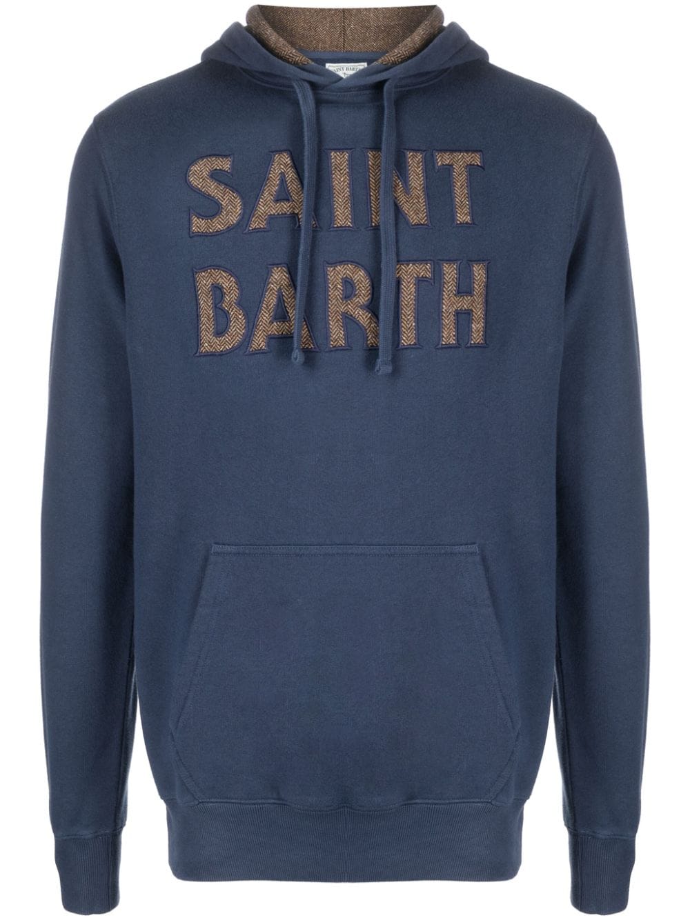 Shop Mc2 Saint Barth Logo-patch Cotton Hoodie In Blue