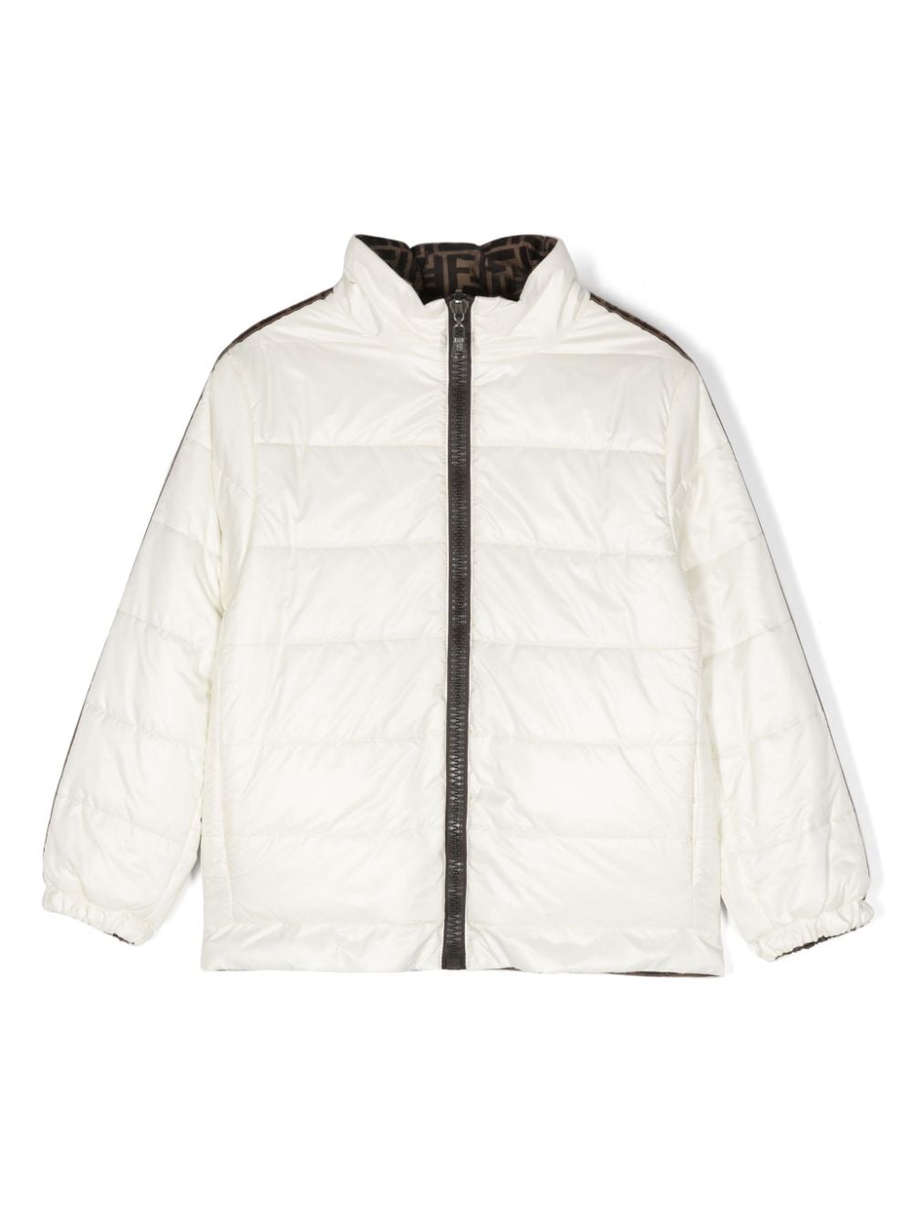 Fendi Kids' Ff-print Reversible Padded Jacket In White