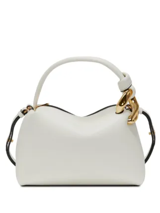 JW Anderson Small Corner Leather Tote Bag | White | FARFETCH