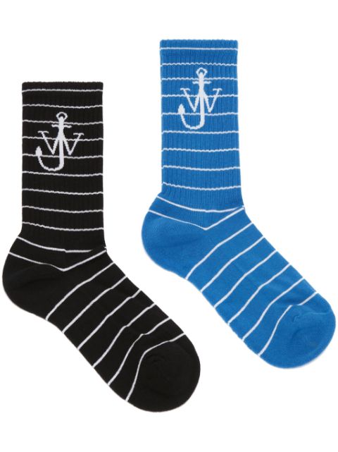 JW Anderson logo-intarsia striped jacquard socks 