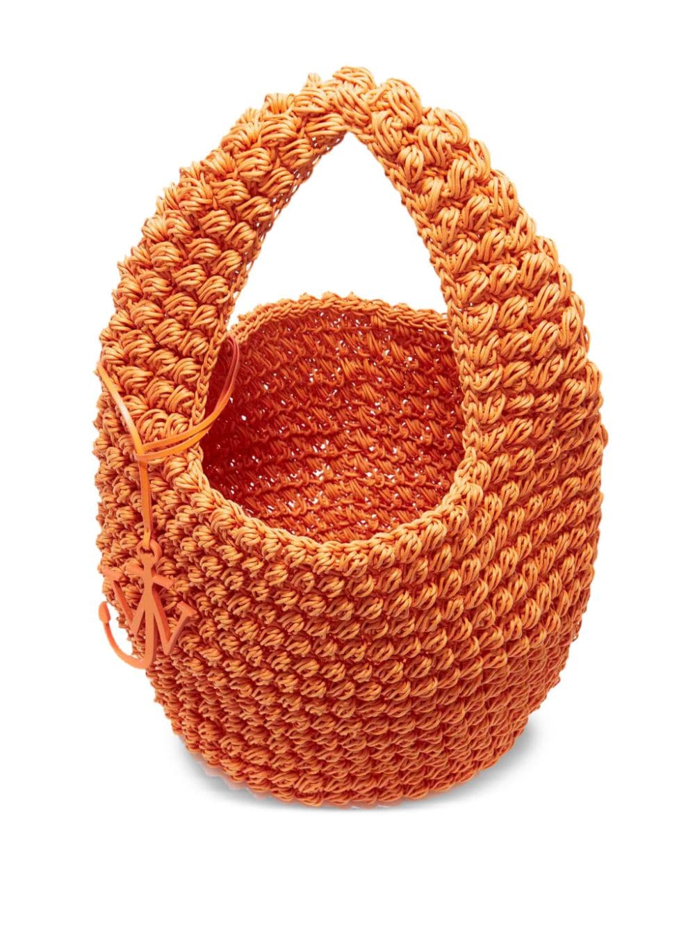 Shop Jw Anderson Large Popcorn Crochet Bucket Bag In Orange