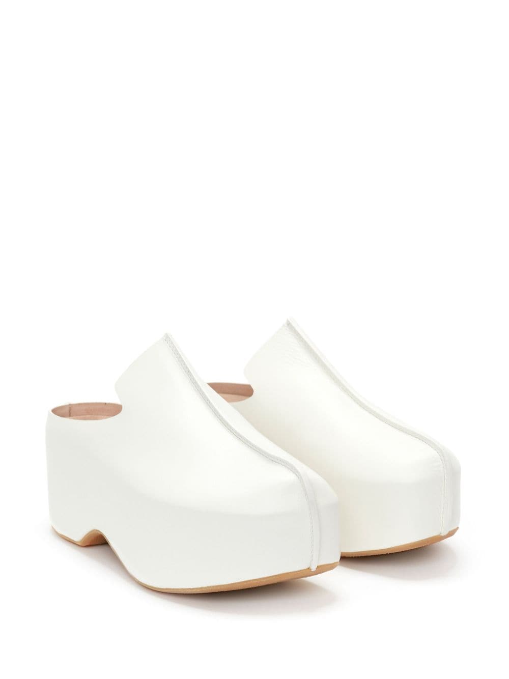 Shop Jw Anderson Platform Leather Clogs In White