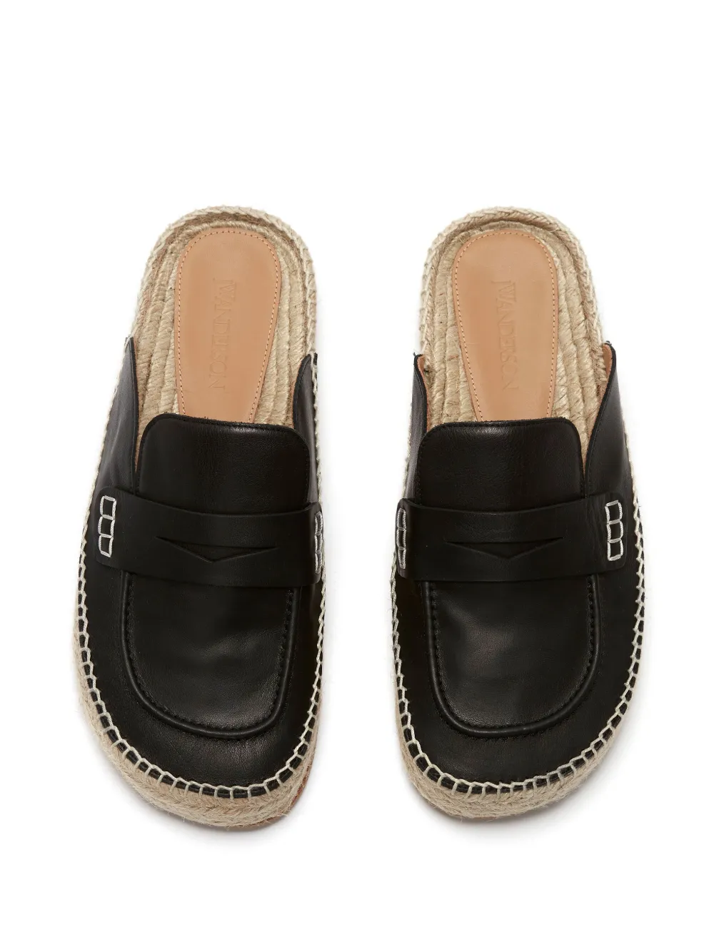 Shop Jw Anderson Leather Espadrille Loafers In Black