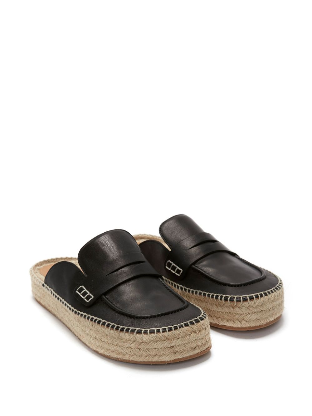 Shop Jw Anderson Leather Espadrille Loafers In Black