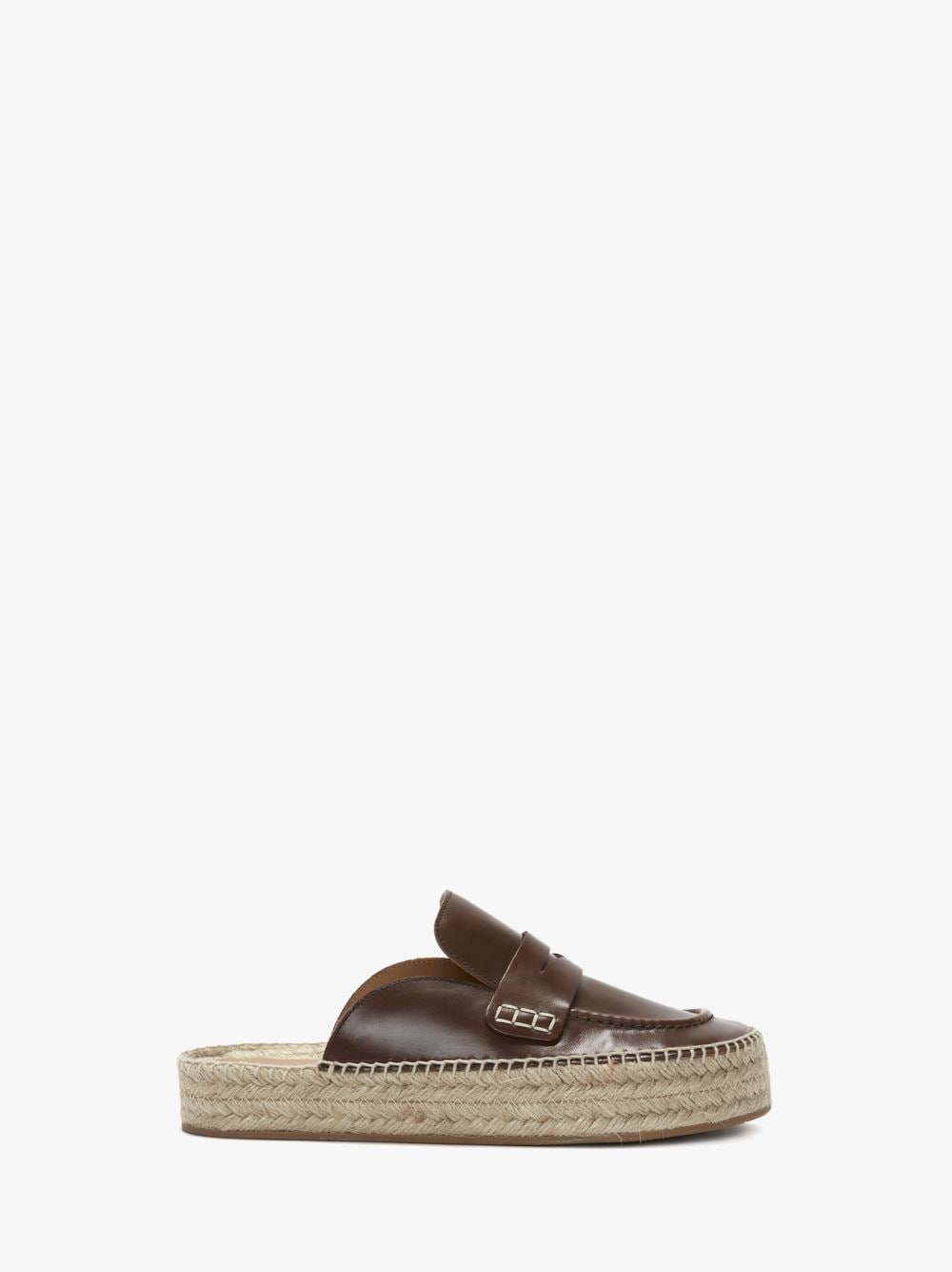 Shop Jw Anderson Leather Espadrille Loafer Mules In Brown