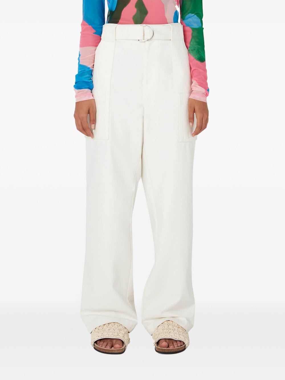Shop Jw Anderson Wide-leg Cotton Cargo Trousers In White