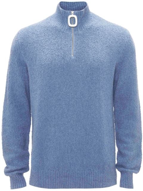 half-zip bouclé jumper