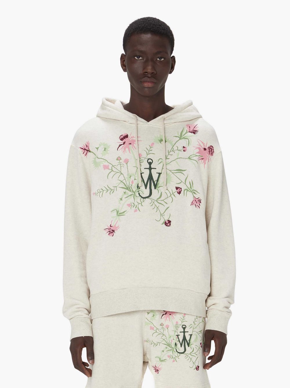 Shop Jw Anderson Embroidered Hoodie - Pol Anglada Artwork In Neutrals