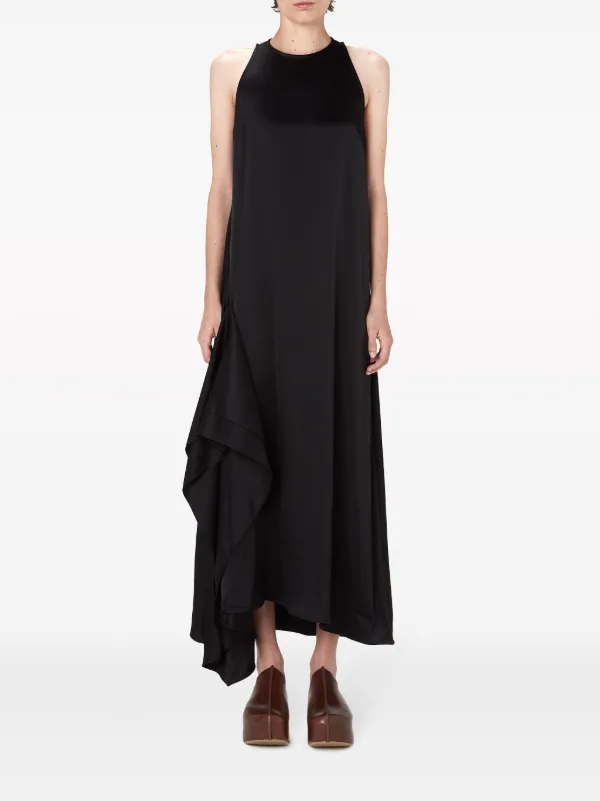 JW Anderson Sleeveless Draped Midi Dress | Black | FARFETCH