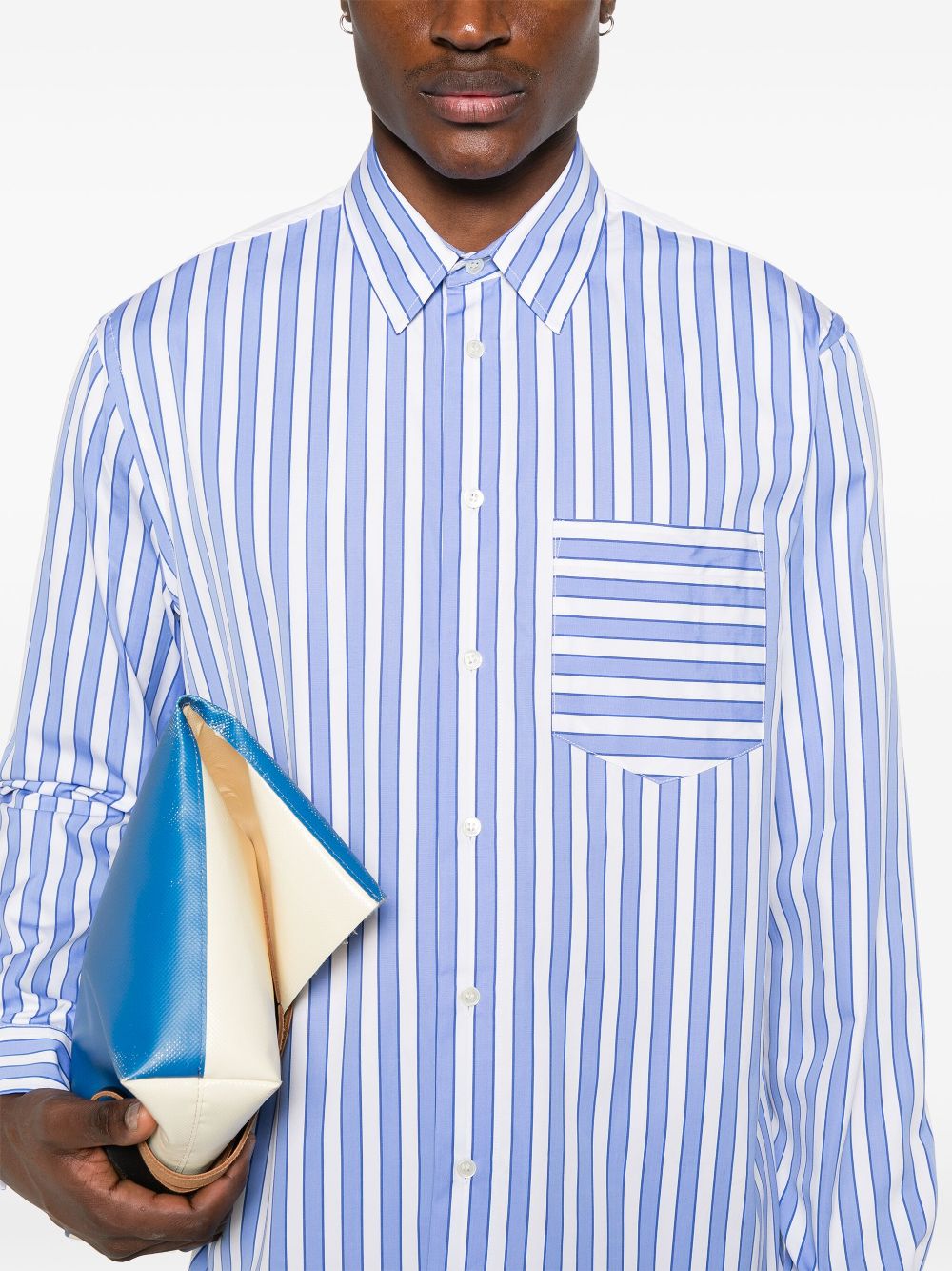 Online shopping deals for JW Anderson striped panelled cotton shirt Men