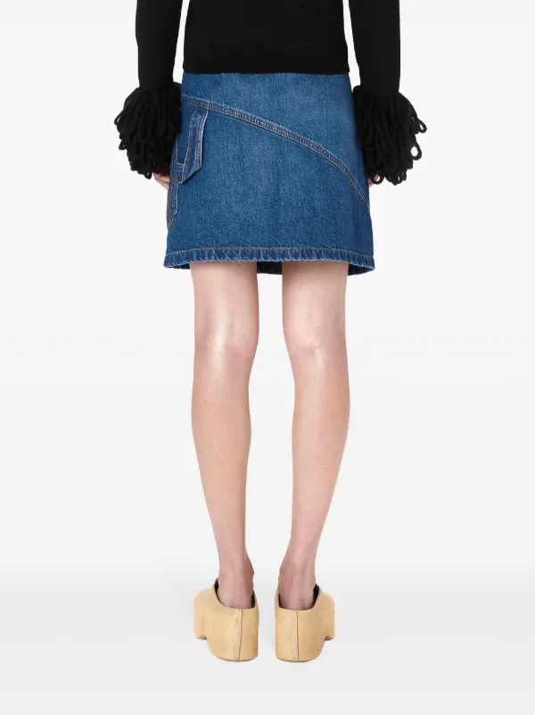 スカート J W ANDERSON DENIM MINISKIRT WITH TWISTED DESIGN JW Anderson Twisted Denim Miniskirt | Blue | FARFETCH JO