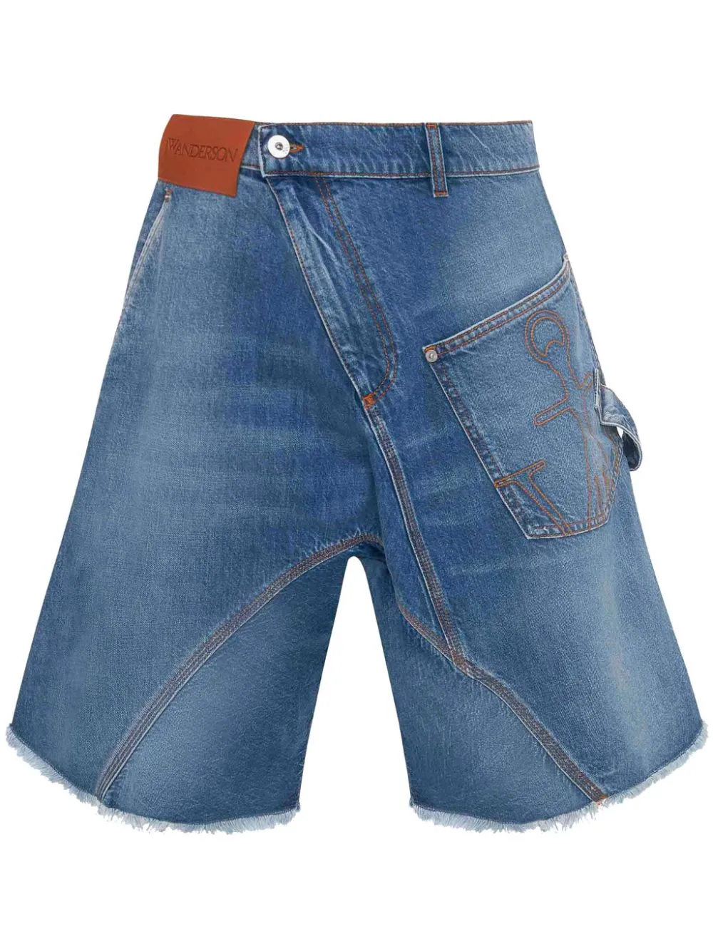 Jw Anderson Blue Twisted Workwear Denim Shorts In Blue