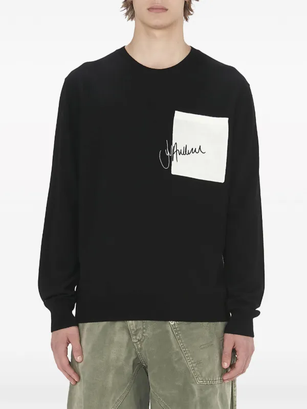 JW Anderson logo-embroidered crew-neck Jumper | Black | FARFETCH JO
