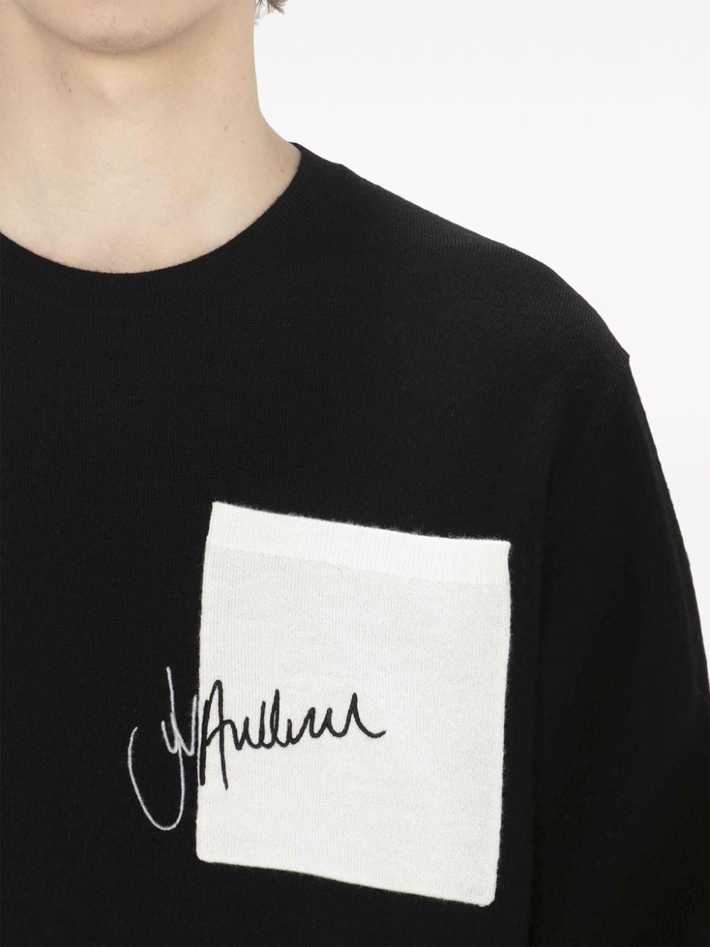 Shop Jw Anderson Logo-embroidered Crew-neck Jumper In Black