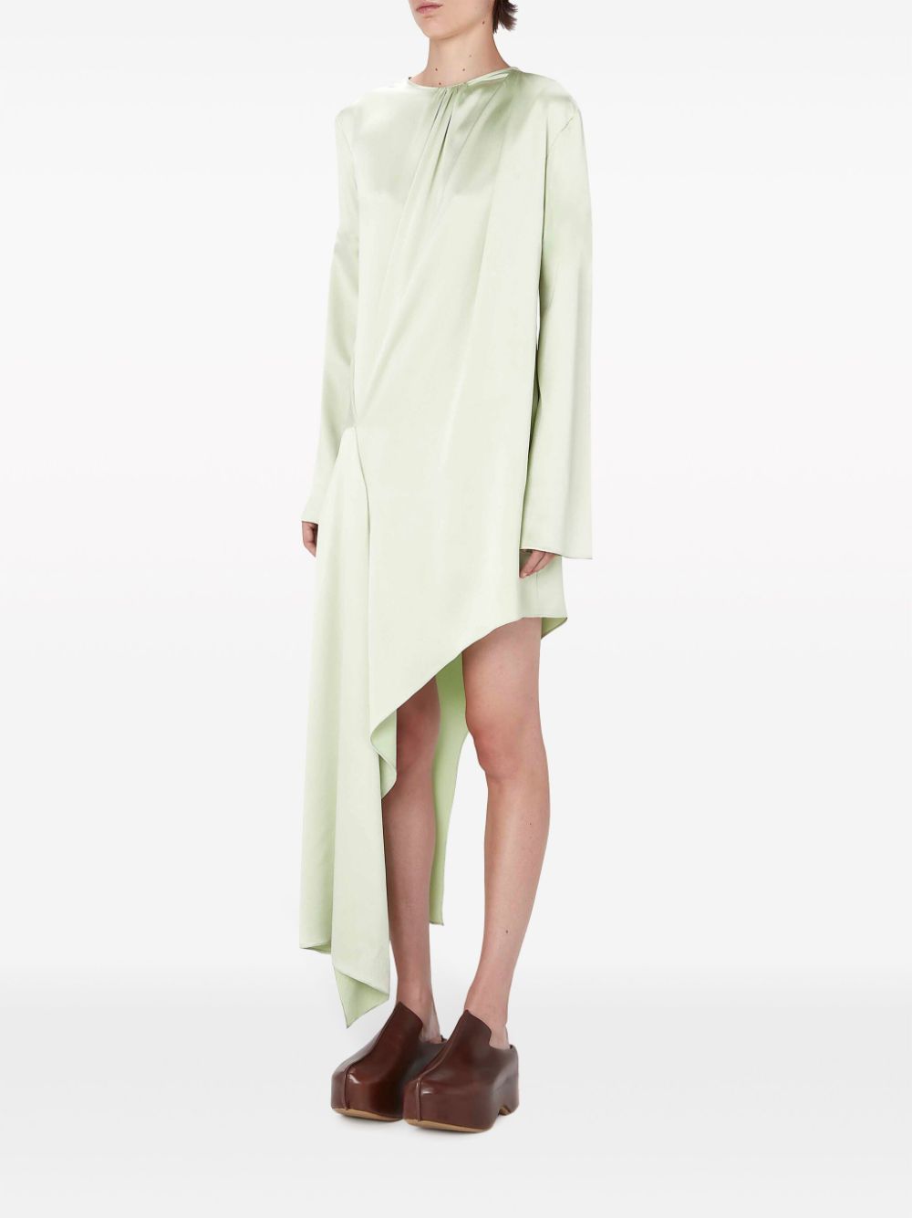 Shop Jw Anderson Long-sleeve Asymmetric Dress In Green