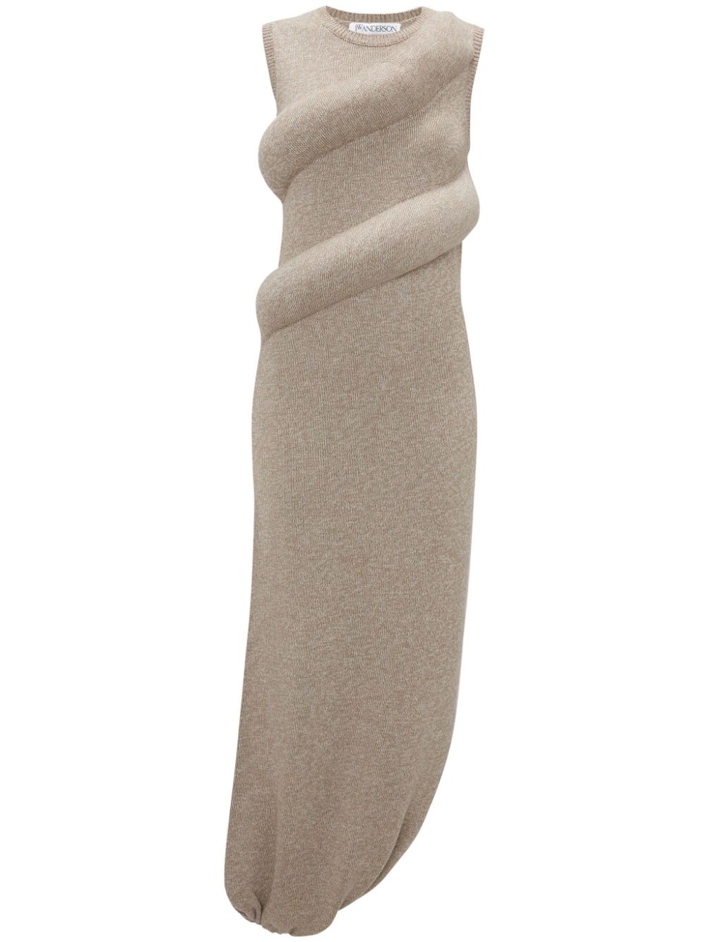 Jw Anderson Padded Knitted Maxi Dress In Neutrals