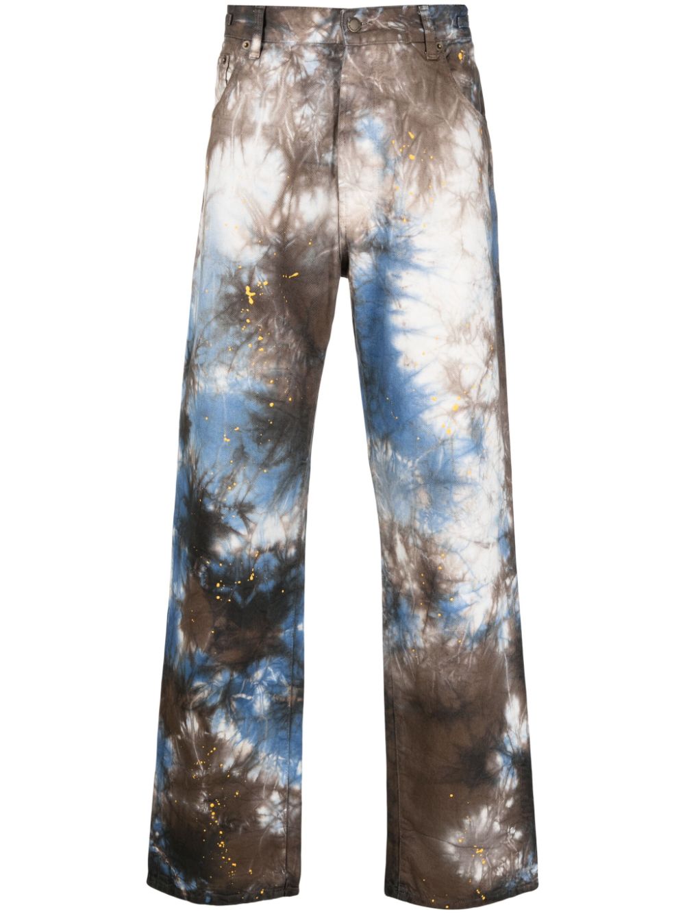 Shop Darkpark Abstract-pattern Straight-leg Jeans In Braun