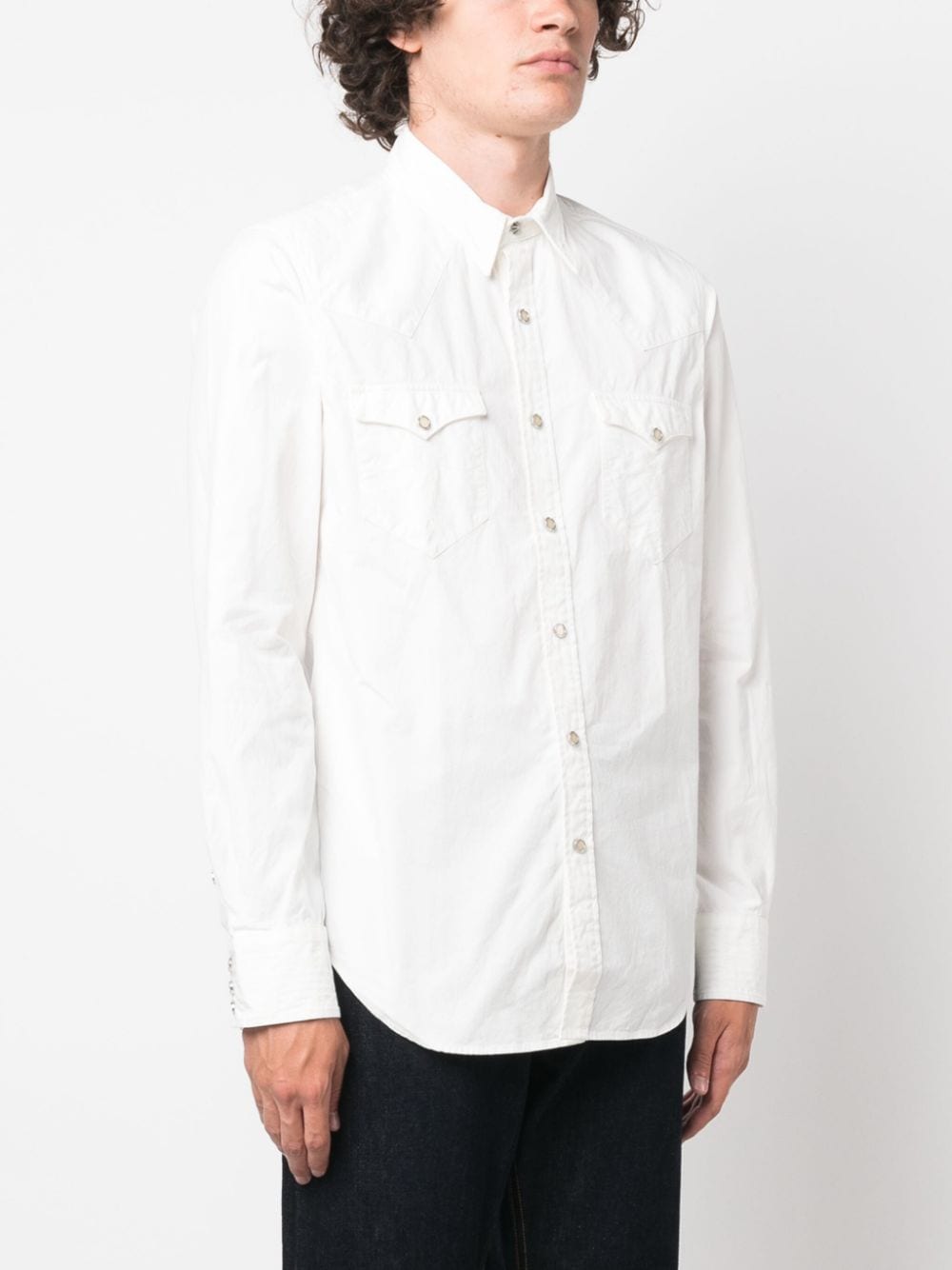 Shop Ralph Lauren Rrl Long-sleeve Cotton Shirt In Weiss