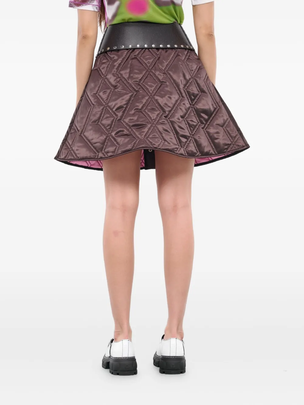 Chopova Lowena Ridge Puffer Mini Skirt In Brown