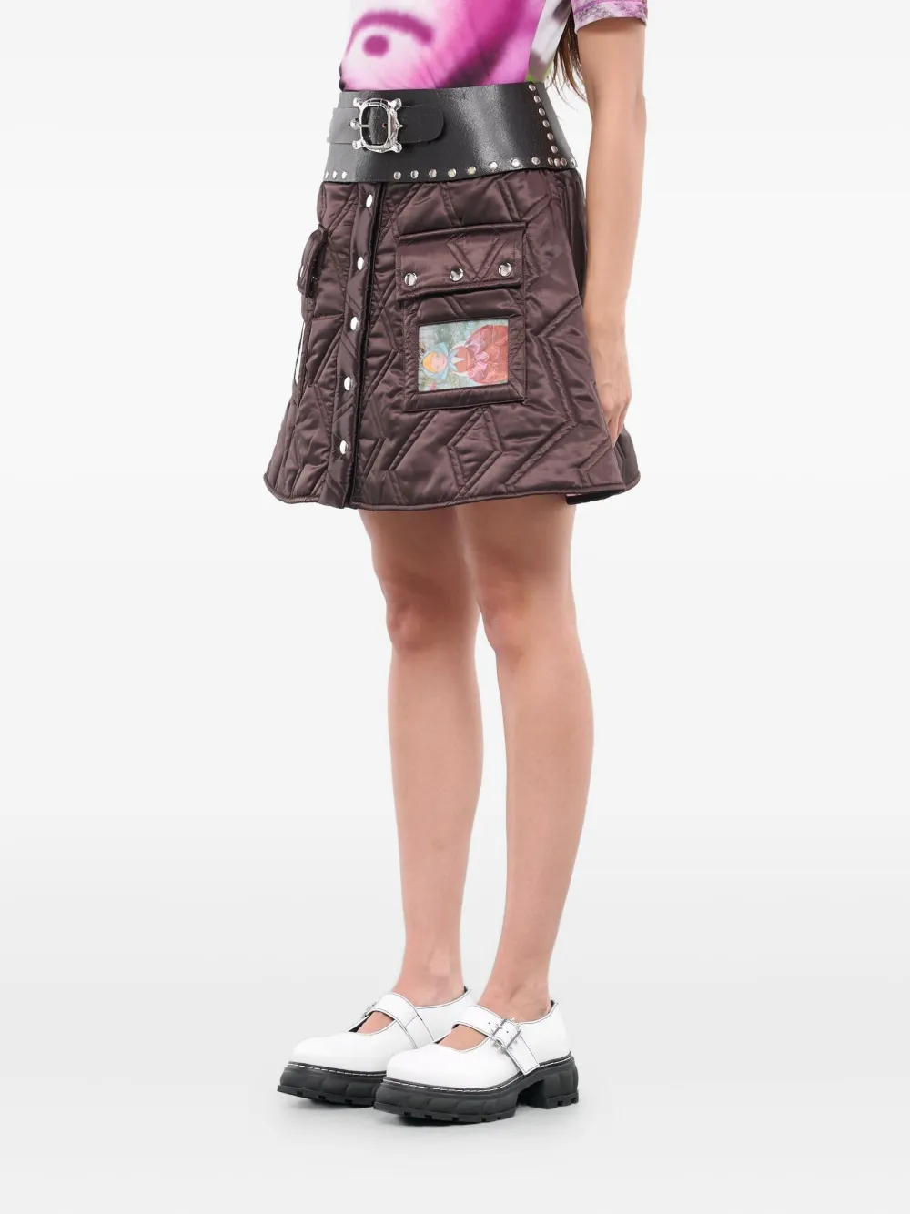Chopova Lowena Ridge Puffer Mini Skirt In Brown