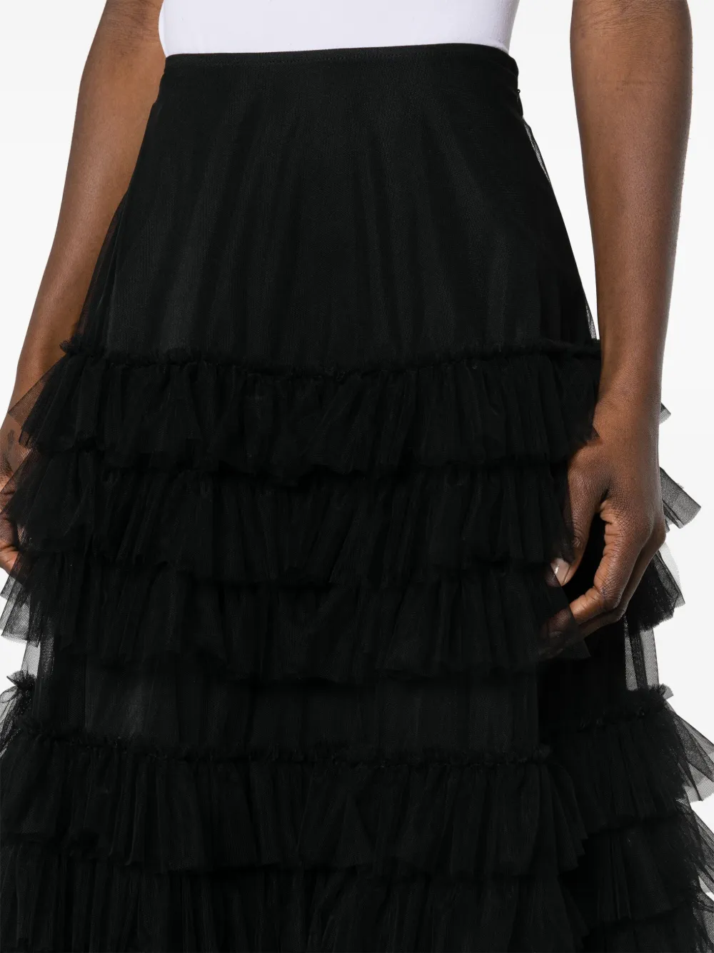 Shop Molly Goddard Iris Tulle-tiered Midi Skirt In Schwarz