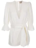 Adriana Degreas Orquidea Vintage linen-blend playsuit - White