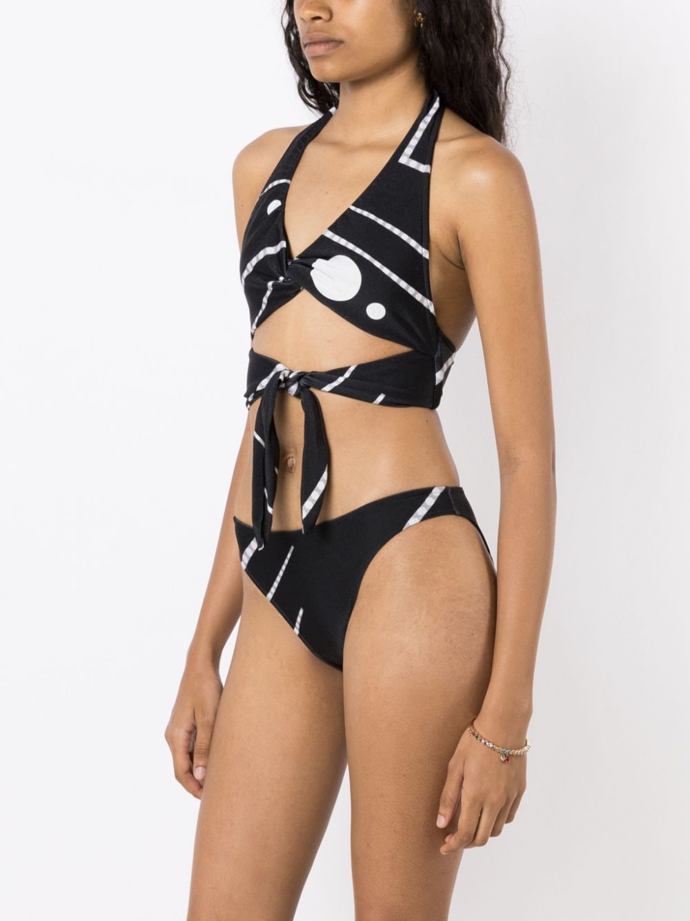 Shop Adriana Degreas Déco Striped Halterneck Bikini In Black
