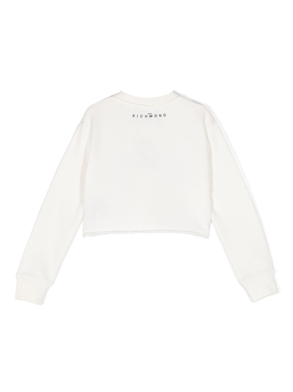 Shop John Richmond Junior Sequin-logo Cropped Sweatshirt In Weiss
