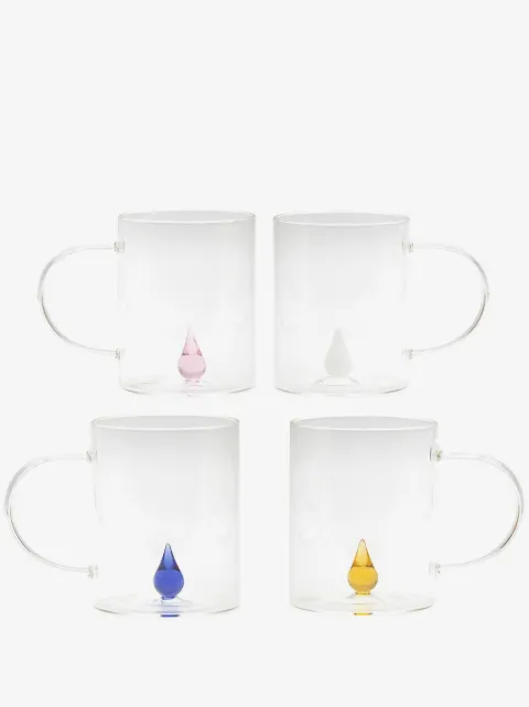 CU I SEEYOU Drop 3D-detailing glass mugs (set of four)