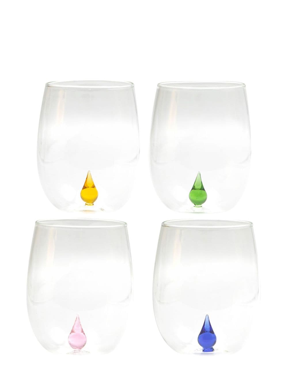 Shop Cu I Seeyou Drop 3d-detailing Glasses (set Of Four) In Set 4 Bicchieri Modello Drop In Vetro Borosilicato Con Goccia Colorata All'interno