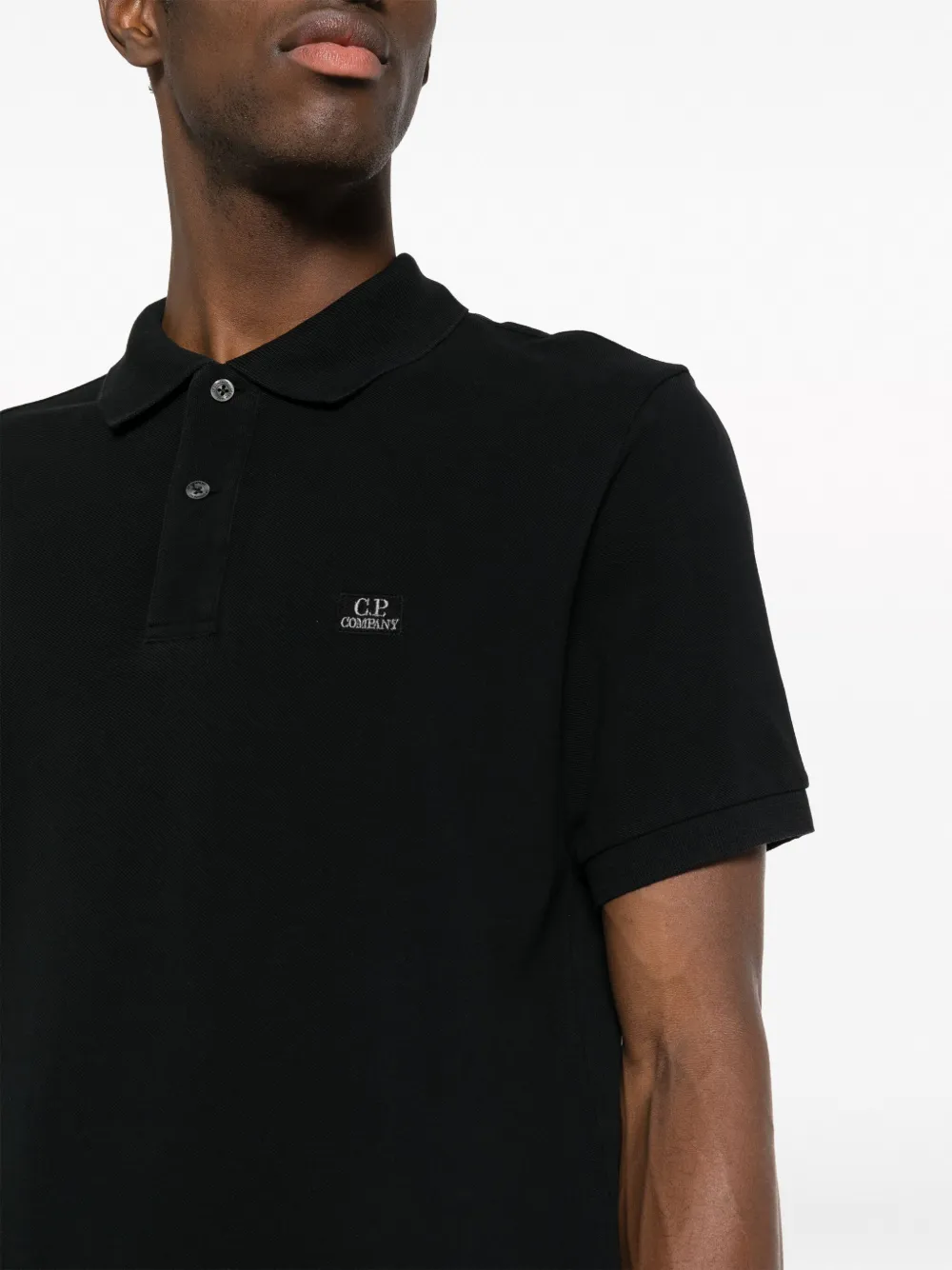 C.P. Company Poloshirt met geborduurd logo Zwart