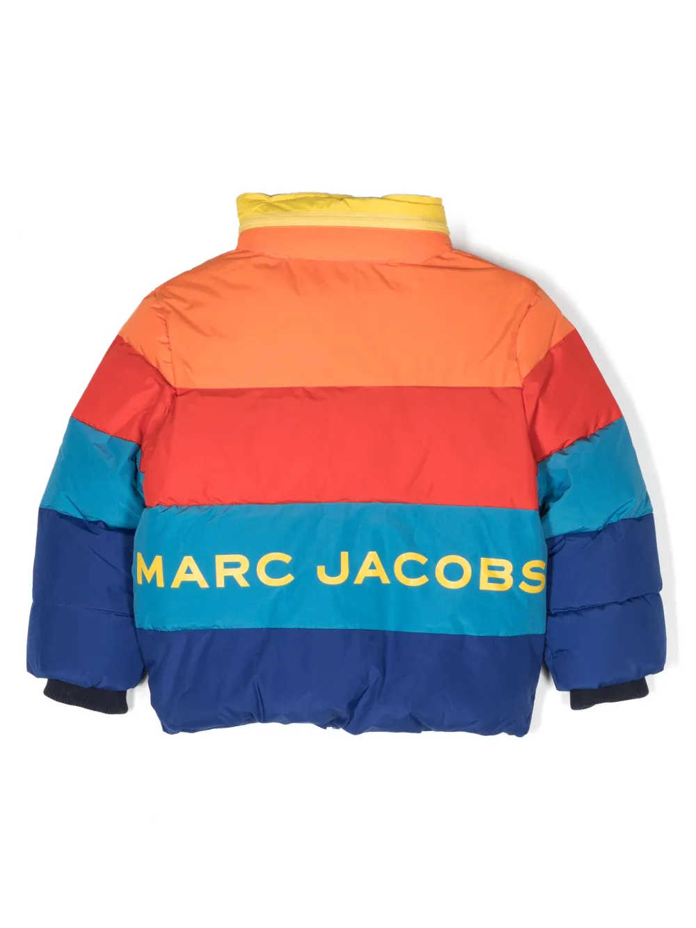 Marc Jacobs Logo-print Colour-block Padded Jacket In Red
