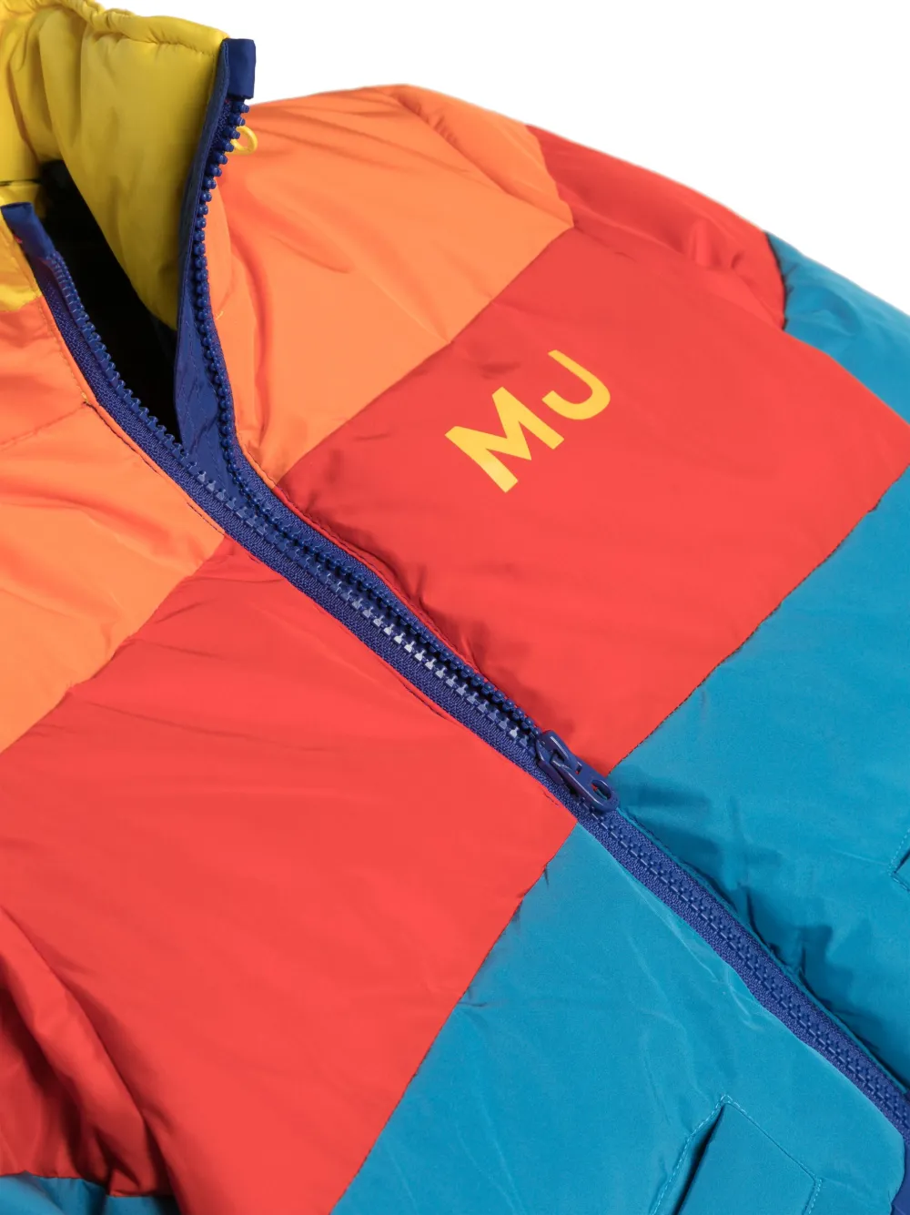 Marc Jacobs Logo-print Colour-block Padded Jacket In Red