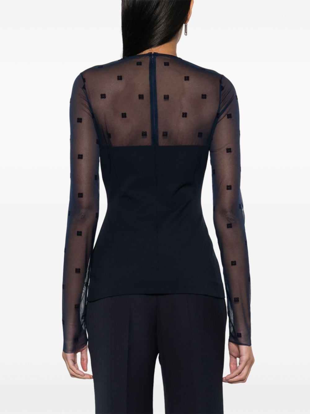 Shop Givenchy 4g Semi-sheer Top In Blue