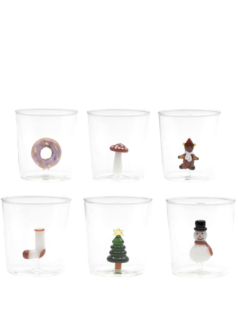 Cu I Seeyou Christmas 3d-detailing Glasses (set Of Six) In Set 6 Bicchieri Christmas Set N 2 In Vetro Borosilicato Con Decoro Natalizio Misure Ø 8.5 Cm H 9 Cm