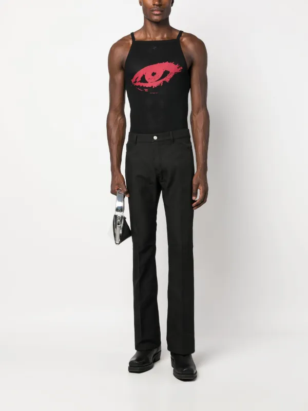 Courrèges logo-print Cotton Tank Top | Black | FARFETCH