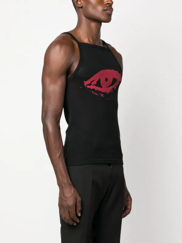 Courrèges logo-print Cotton Tank Top | Black | FARFETCH