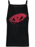 Courrèges logo-print cotton tank top - Black