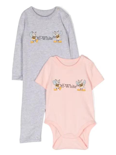 Off-White Kids set de mameluco con logo estampado