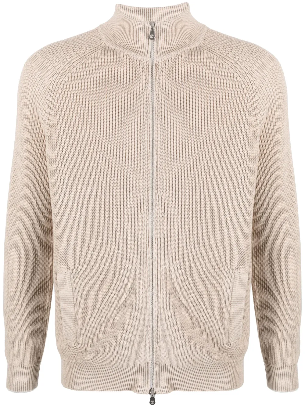 Brunello Cucinelli Ribbed-knit Zip-up Cardigan In Neutrals