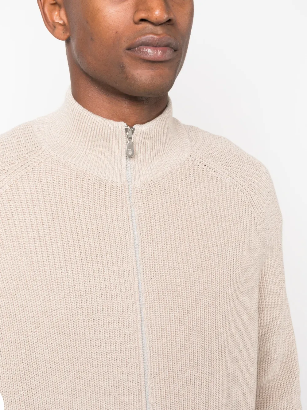 Brunello Cucinelli Ribbed-knit Zip-up Cardigan In Neutrals