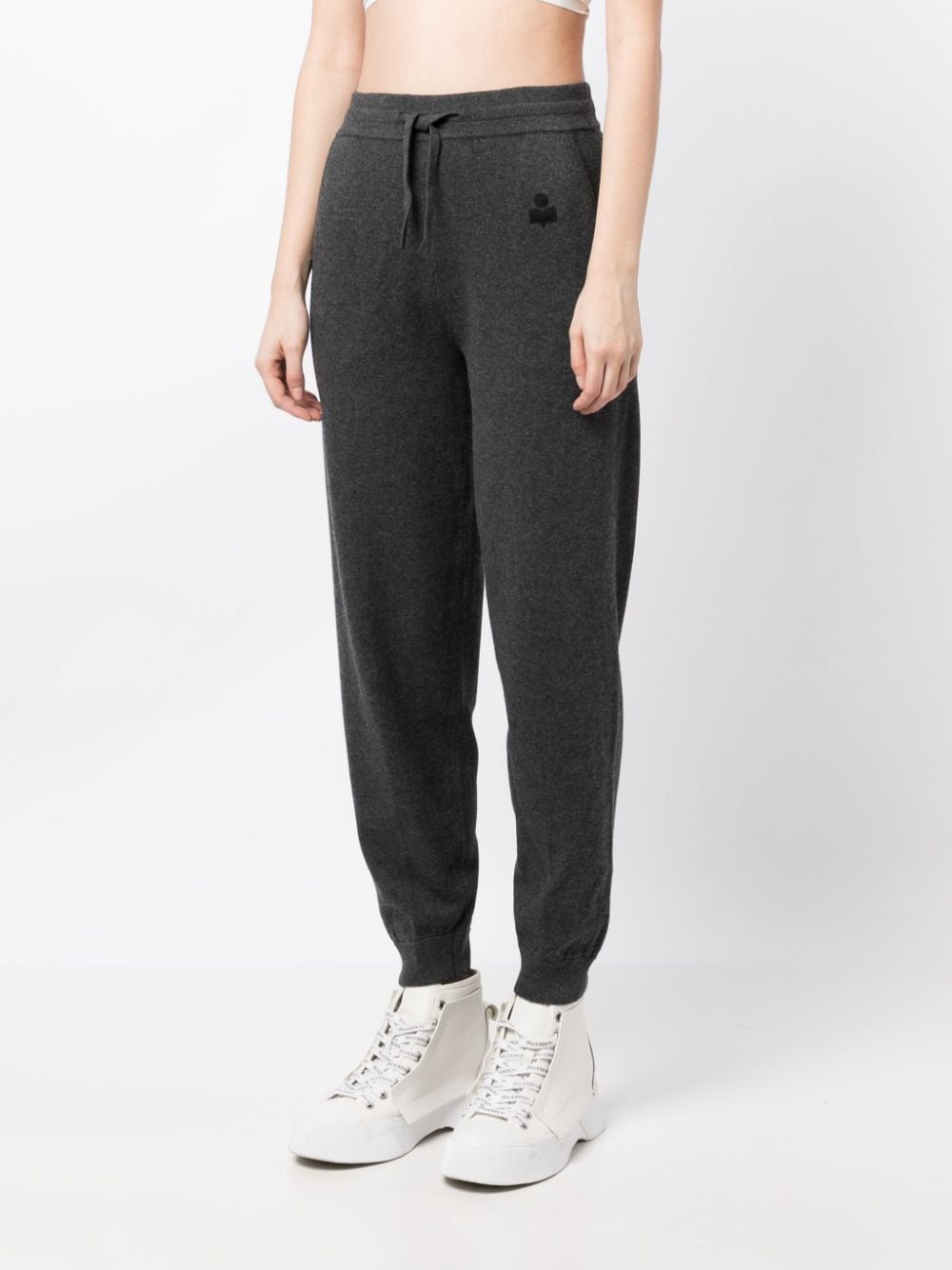 Shop Marant Etoile Kira Drawstring-waist Knitted Trousers In Grey