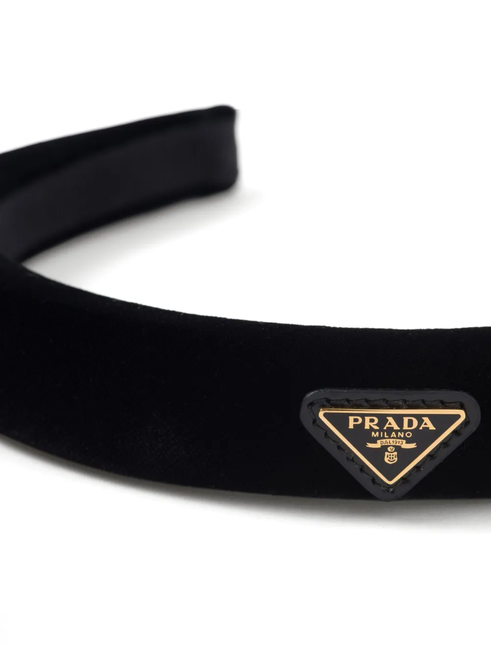 Prada Haarband met logoplakkaat - Zwart